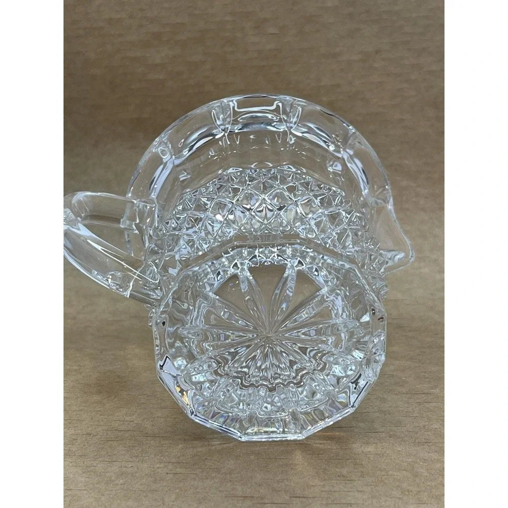 Vintage Diamond Point‎ Waffle Crystal Clear EAPG Footed Creamer